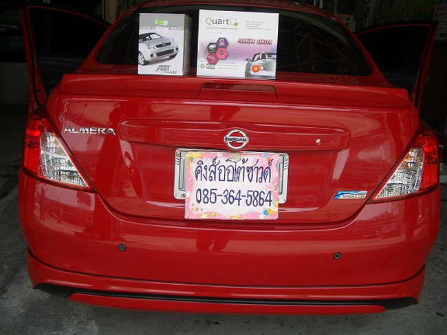 ลูกค้านำ รถยนต์ NISSAN ALMERA มาติดตั้ง รีโมทกันขโมย ABT MINI PLUS และ เซนเซอร์ถอยหลัง 2 จุด กับทางร