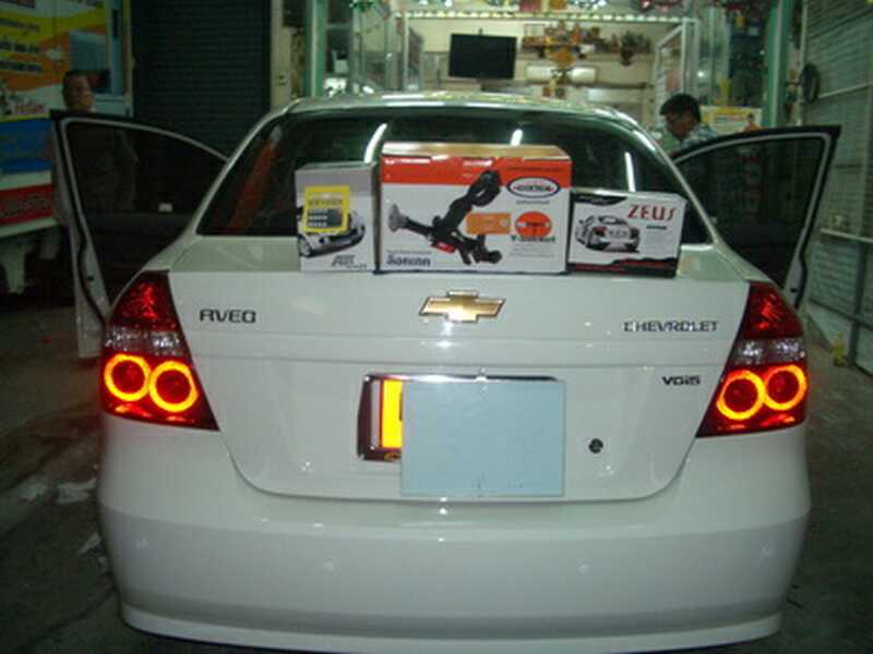 ลูกค้านำ รถยนต์ CHEVROLET AVEO มาติดตั้ง Locktech(ล็อคเทค) รีโมทกันขโมย ABT V4 DG KEYPAD เซนเซอร์ถอย