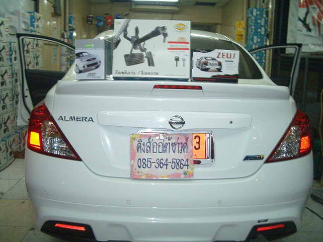 ลูกค้านำ รถยนต์ NISSAN ALMERA มาติดตั้ง LOCKTECH VISITLOCK BIZLOCK กล่องฟ้า รีโมทกันขโมย ABT MINI PL